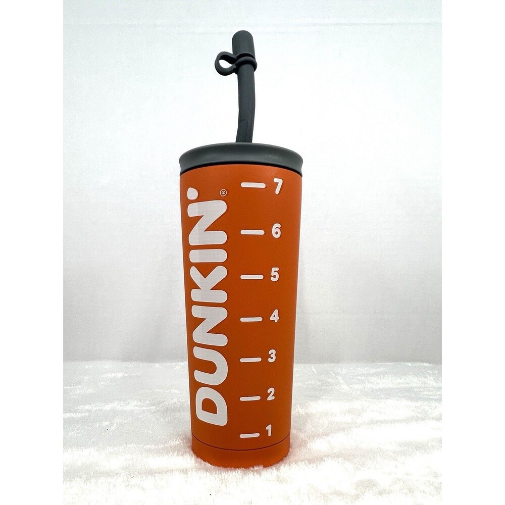 Dunkin’ Donuts Winter Warrior 20oz Orange  Tumbler & Straw Asobu V-Insulated VG